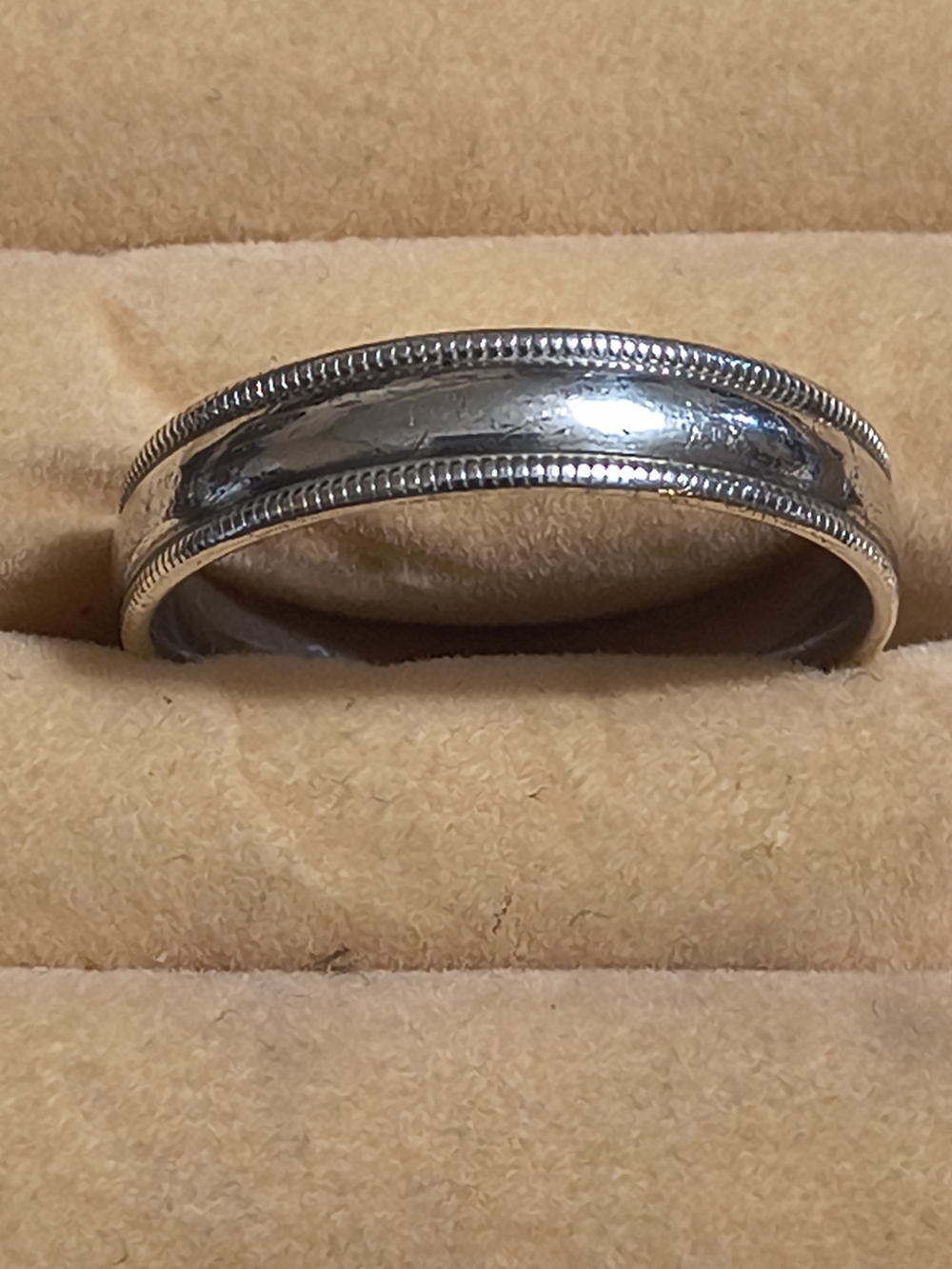 Classic Polished Silver Men’s Wedding Band w/ Rope Edge Size 11.5 Signed 925 FC